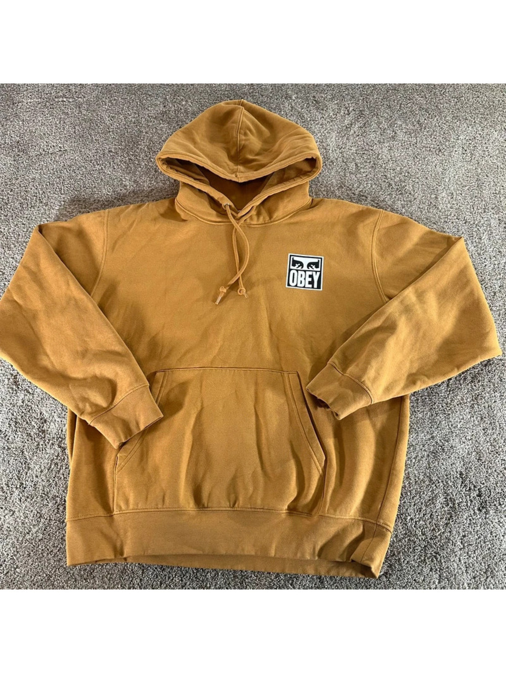 OBEY Menโs Pullover Hoodie Size M Graphic Logo Print Kangaroo Pocket
